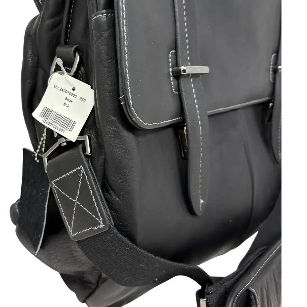 NEW! Danier Leather Laptop Duffle Bag Travel Career Professional Black Career